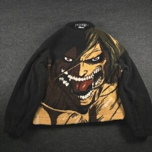 YoungLA x Attack On Titan Men's Black Graphic Fleece Jacket Full Zip Size M